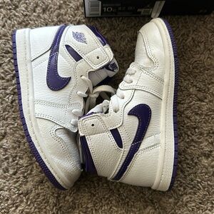 White and purple JORDAN sneakers